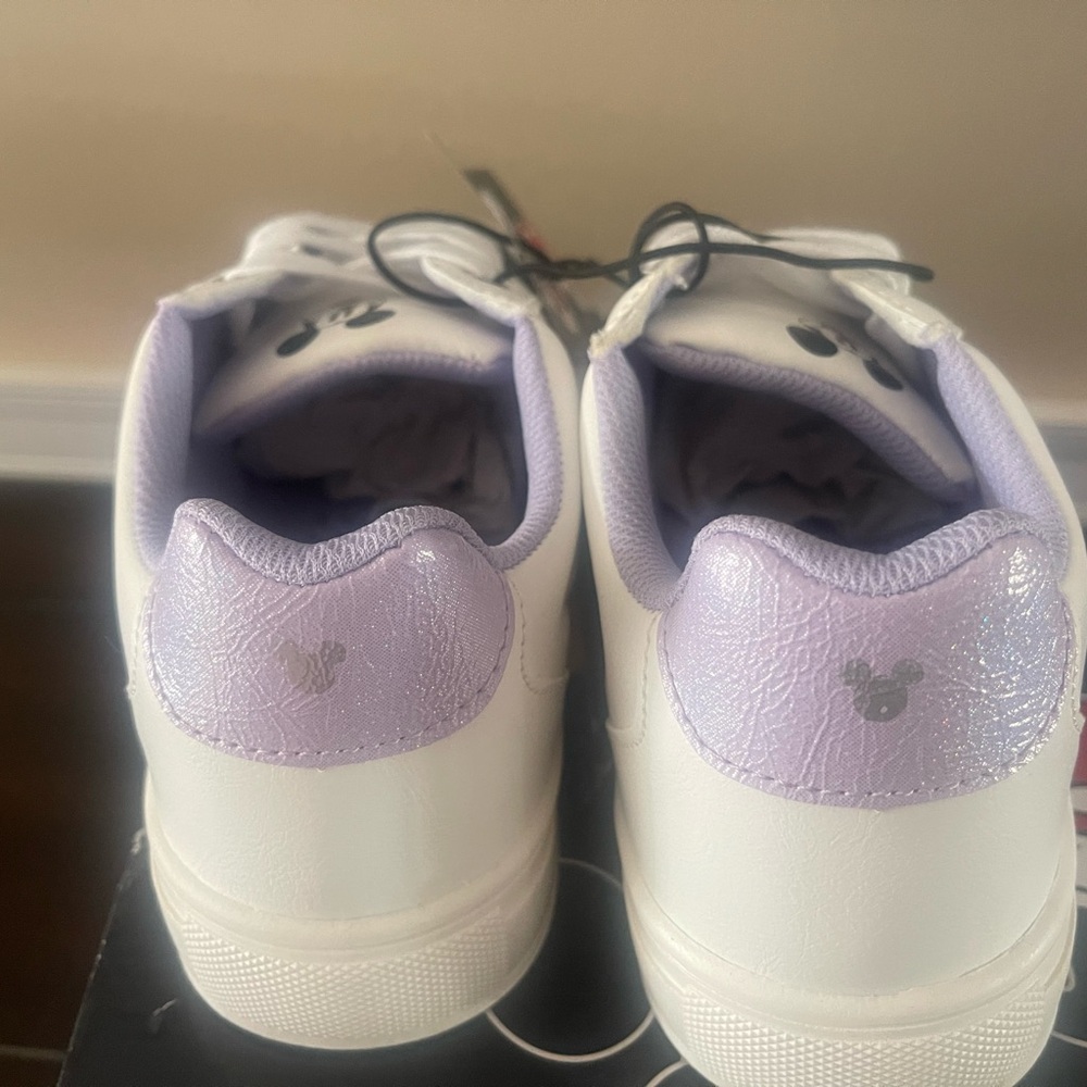 White and Purple Sneakers with Mickey Mouse Design - Picture 5 of 6